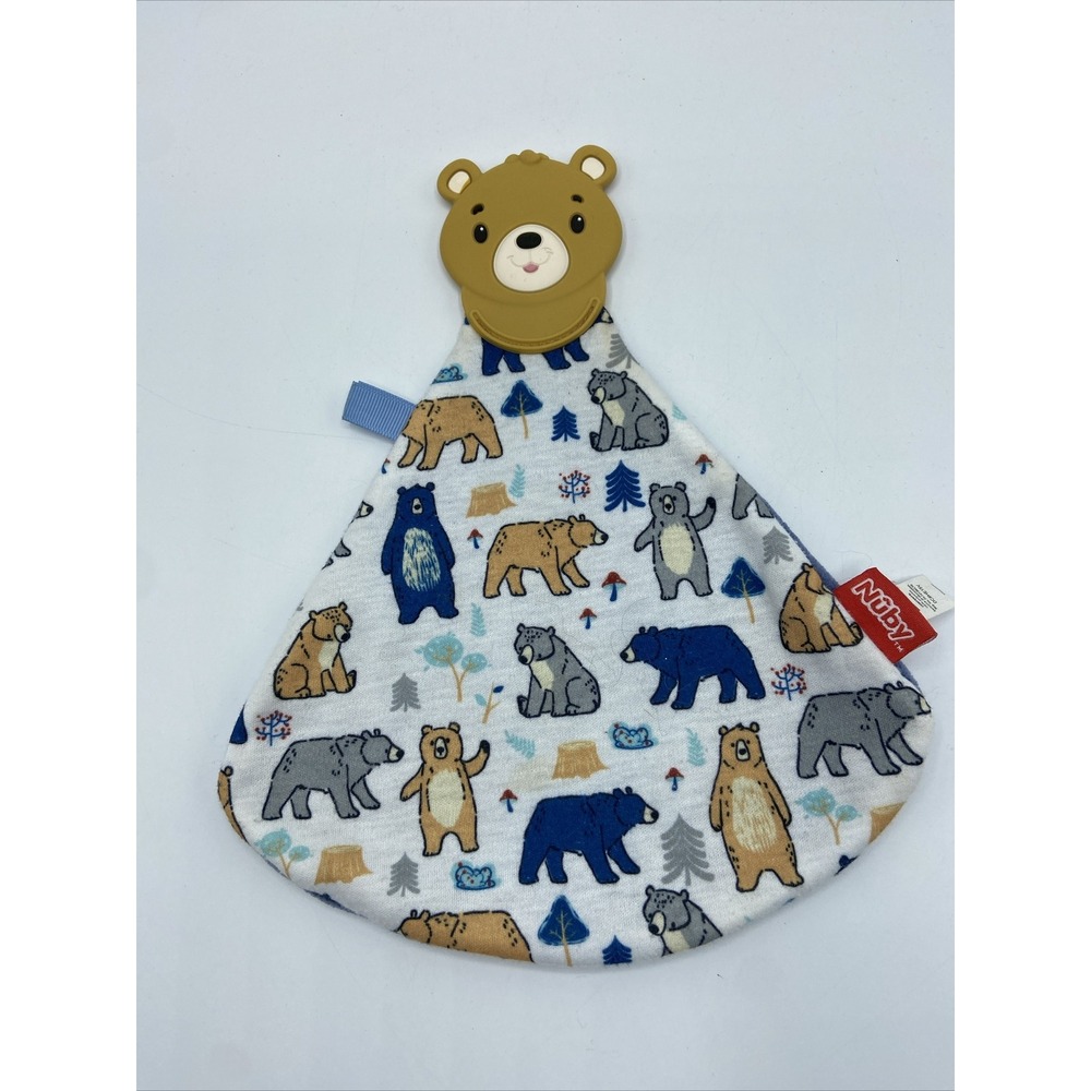 Nuby Baby Lovey Bear Soother Comfort Woodland Teether blue teething Plush